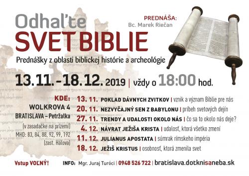 Pozvanie na sériu prednášok: Odhaľte svet Biblie - Bc.Marek Riečan 